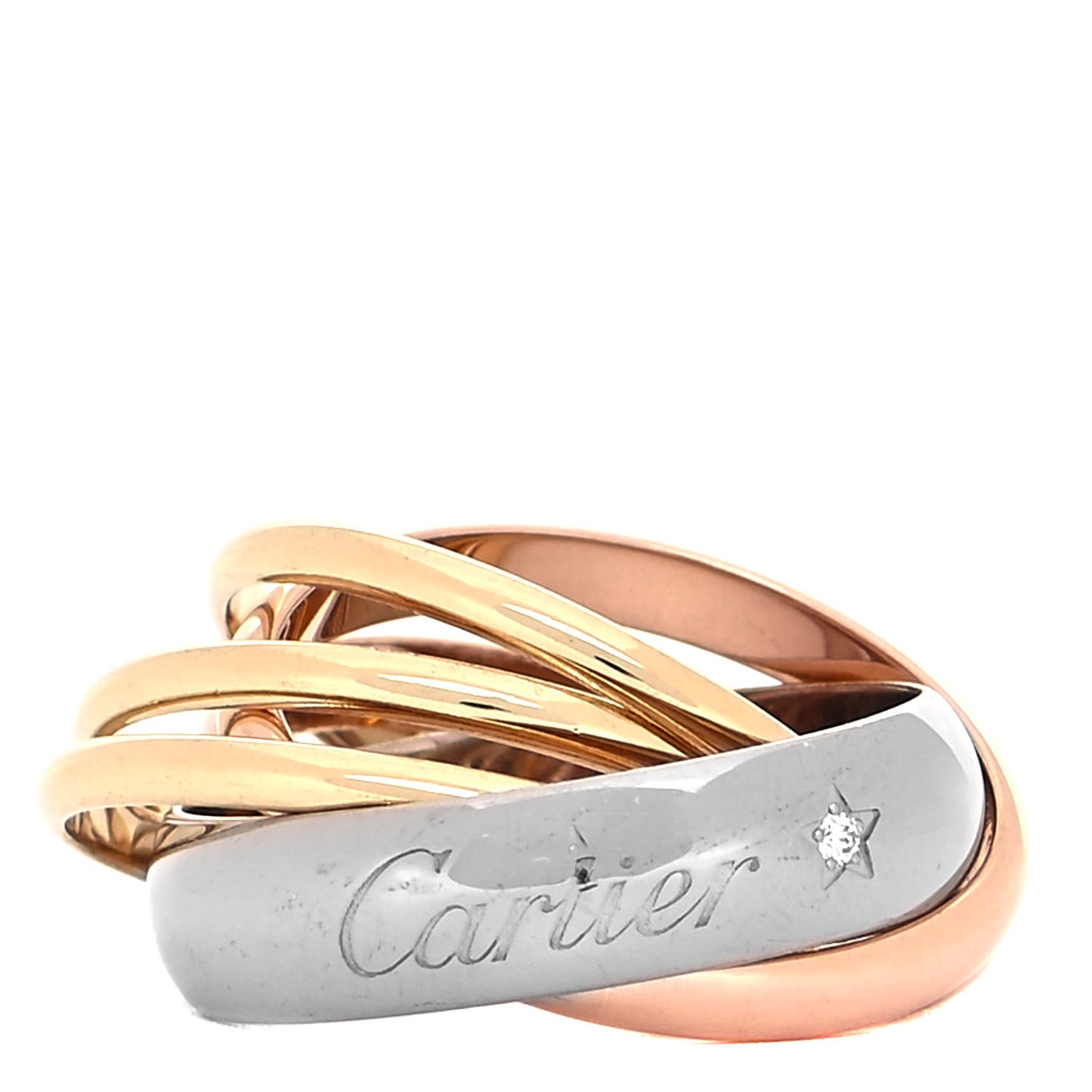 18K Pink Yellow White Gold Diamond Trinity 6 Band Ring 47 4