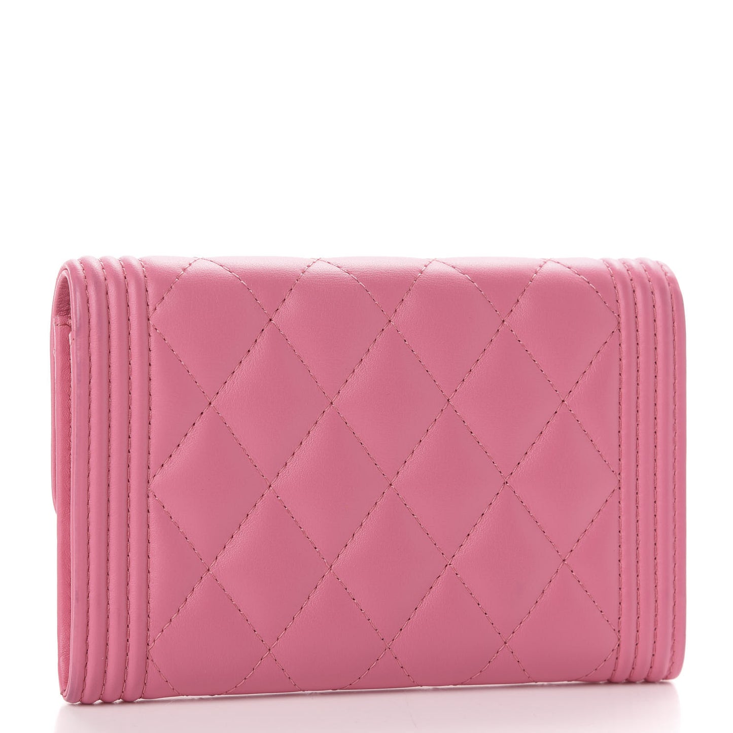 Lambskin Quilted Medium Boy Flap Wallet Pink