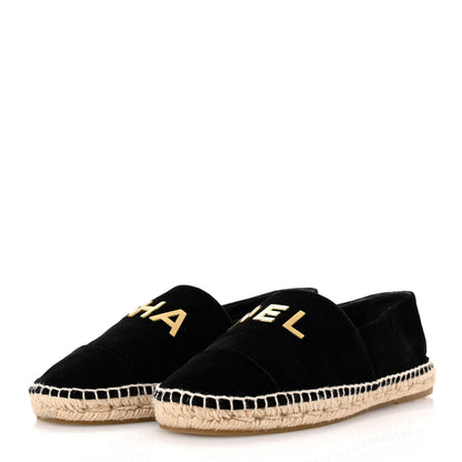 Chanel Velvet Logo Espadrilles 37 Black 4 of 9
