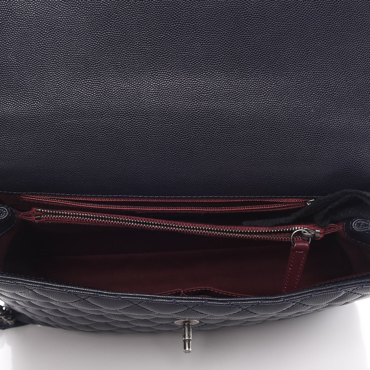 Caviar Quilted Large Coco Handle Flap Navy