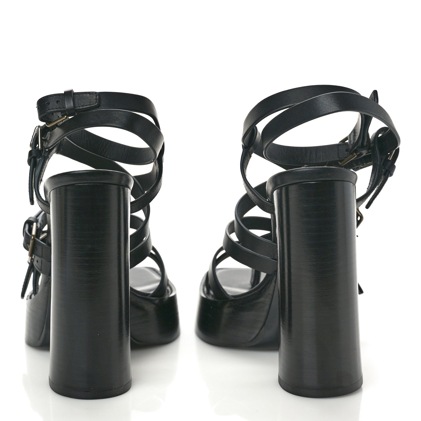 Calfskin Platz Platform Sandals 38.5 Black