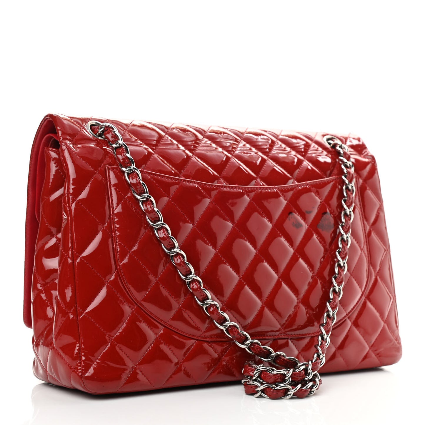 Patent Quilted Maxi Double Flap Red