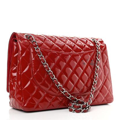 Chanel Patent Quilted Maxi Double Flap Red 2 of 13