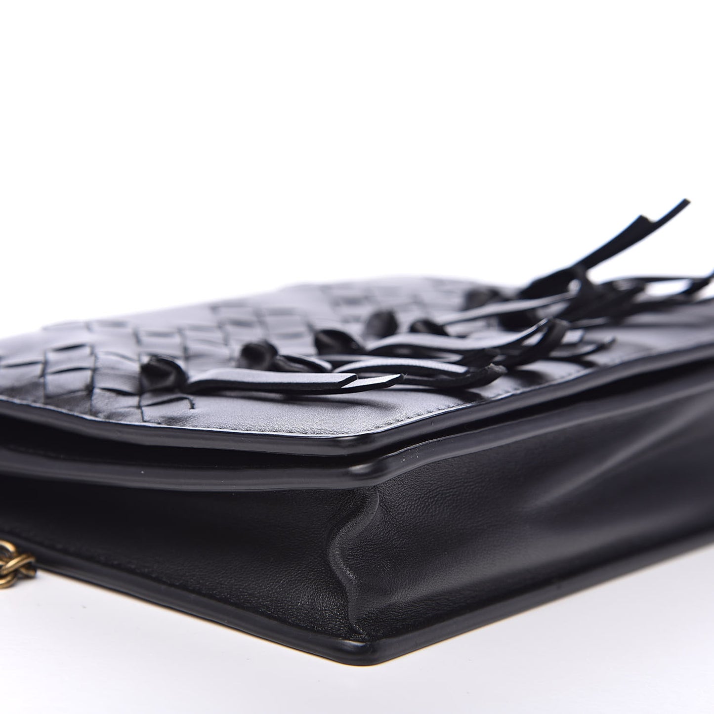 Nappa Intrecciato Brio Chain Wallet Black