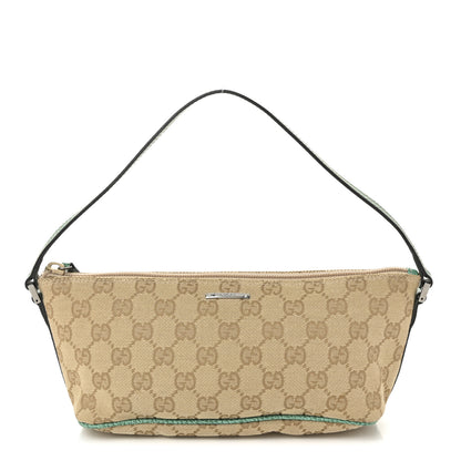 Gucci Monogram Web Boat Pochette Green 1 of 11