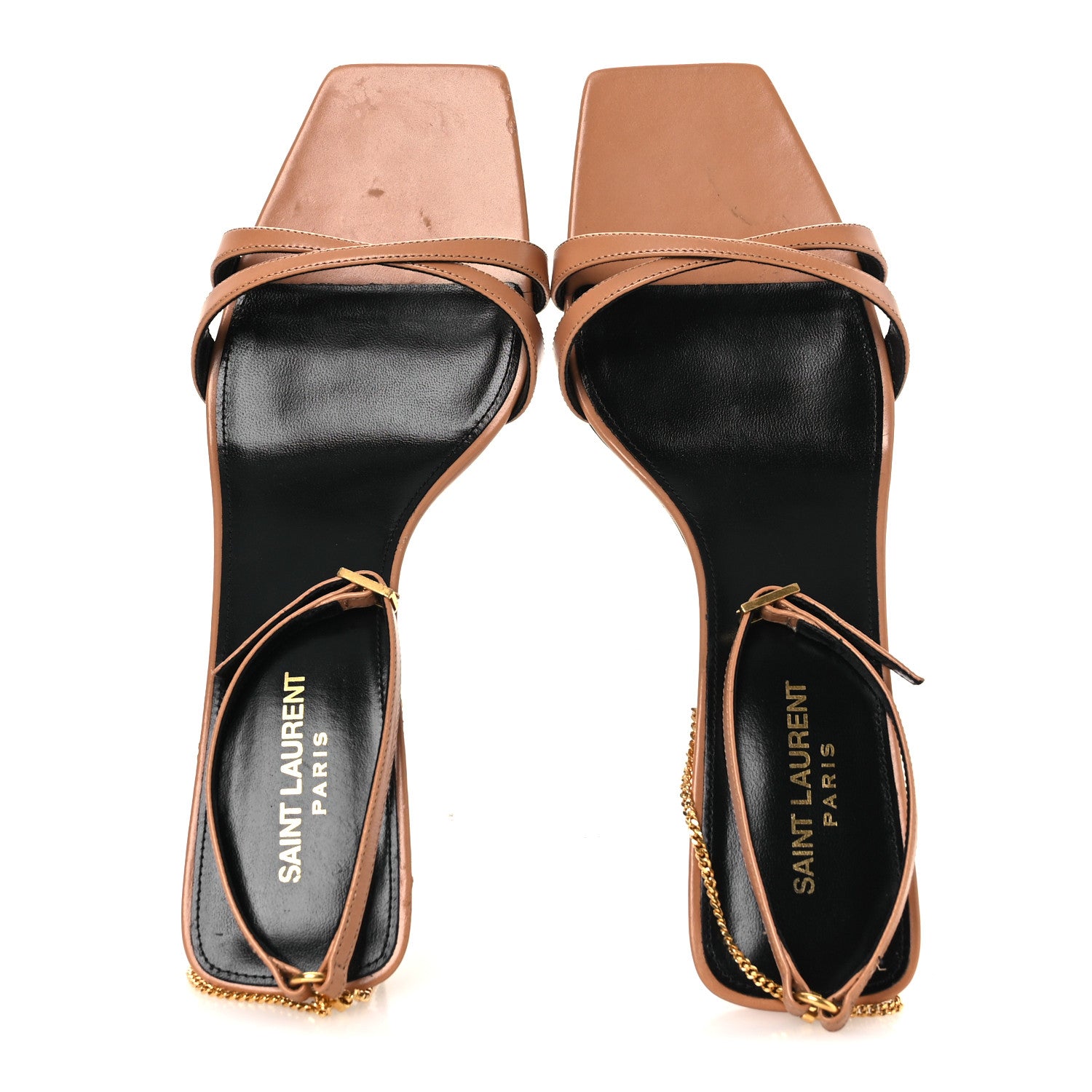 Saint Laurent Calfskin Ankle Strap Melody Sandals 41 Bisque 2 of 15