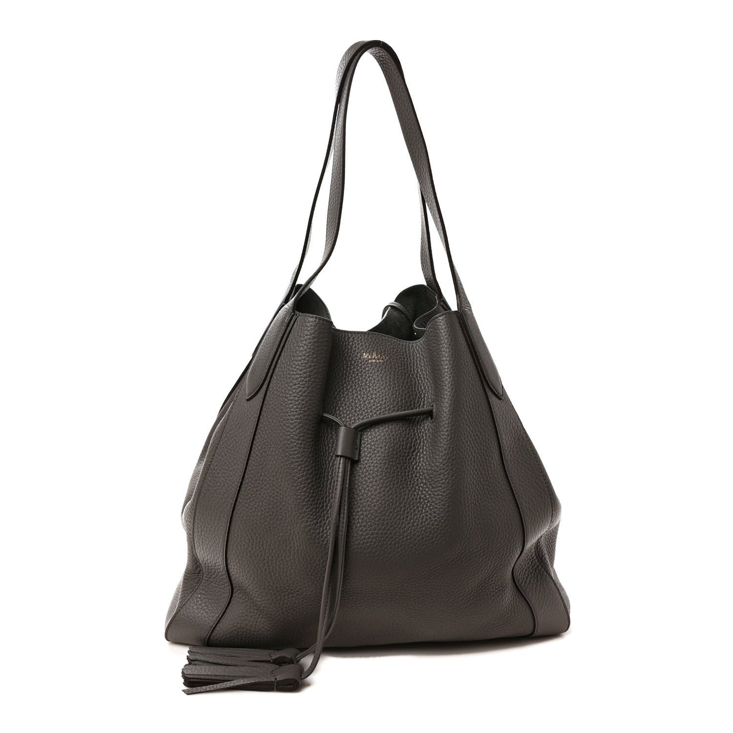 Heavy Grain Calfskin Millie Tote Charcoal