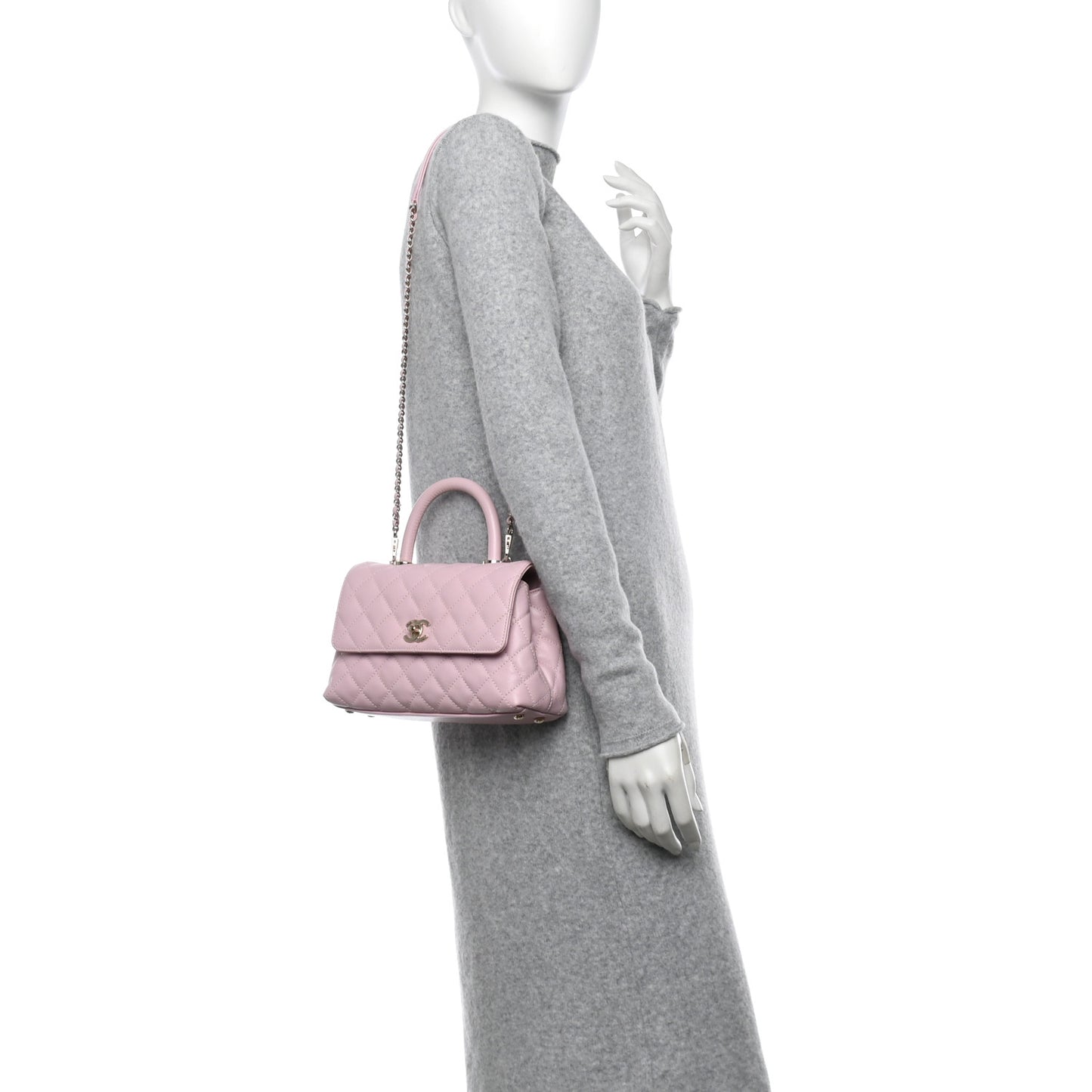 Caviar Quilted Mini Coco Handle Flap Light Pink