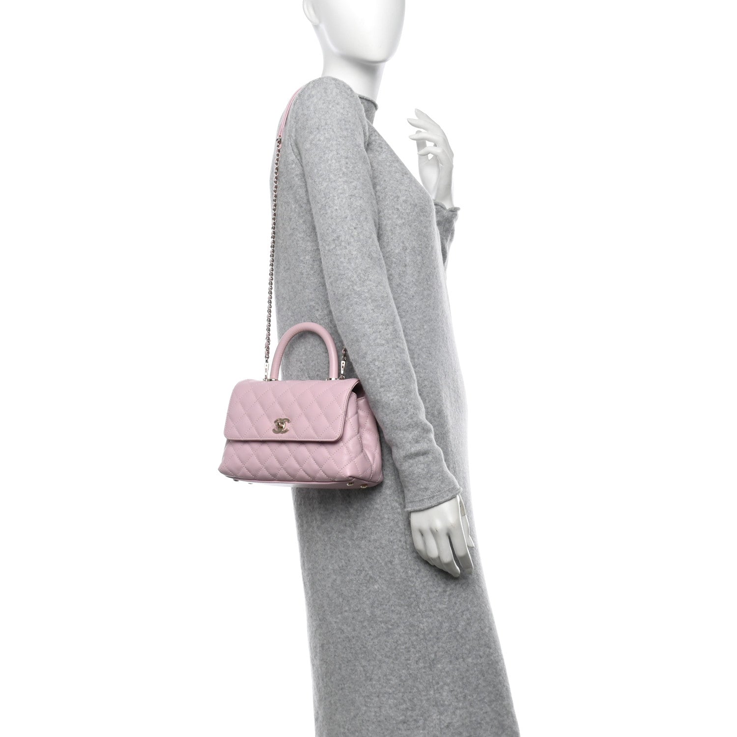 Chanel Caviar Quilted Mini Coco Handle Flap Light Pink 2 of 12