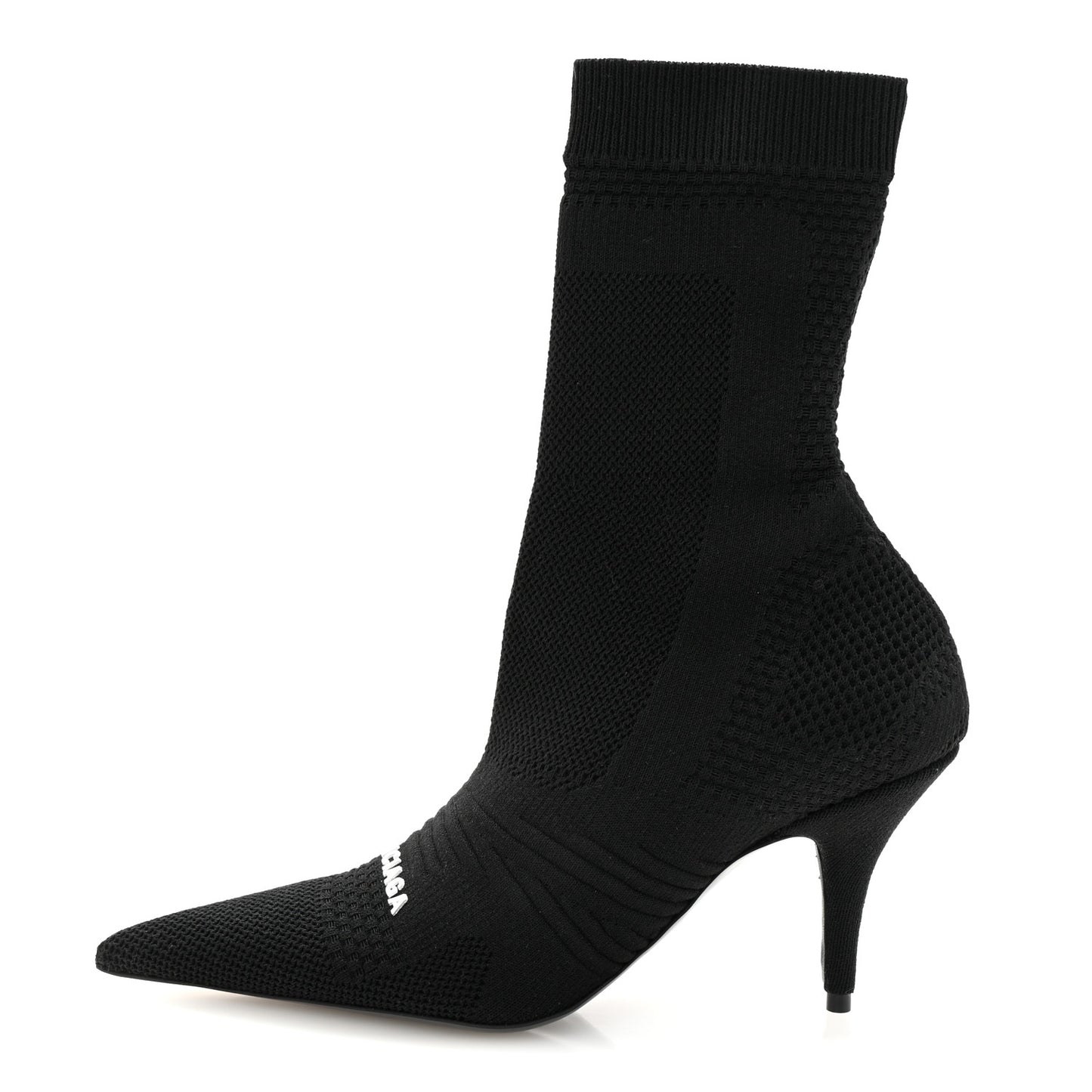 Textured Recycled Knit Logo Extreme Pointed Toe Knife 2.0 Booties 36 Black