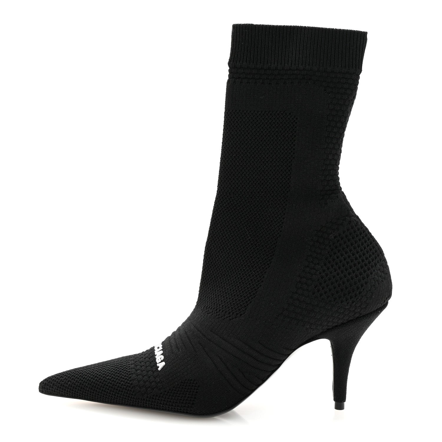 Balenciaga Textured Recycled Knit Logo Extreme Pointed Toe Knife 2.0 Booties 36 Black 1 of 8