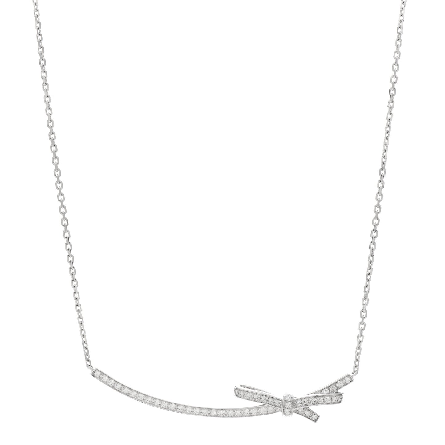18K White Gold Diamond Ruban Necklace