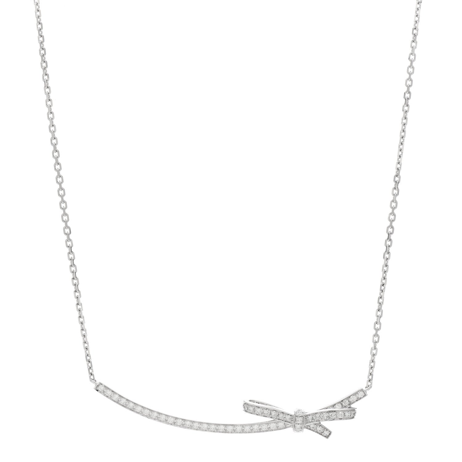 Chanel 18K White Gold Diamond Ruban Necklace 1 of 4