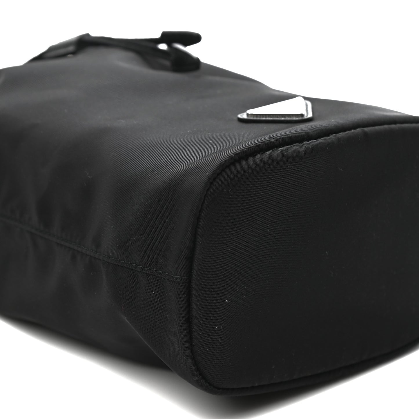 Saffiano Tessuto Nylon Vela Bucket Wristlet Black