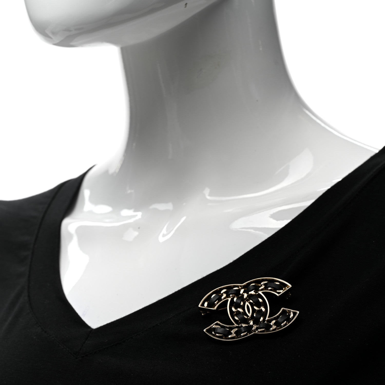 Chanel Lambskin Chain CC Brooch Black Gold 2 of 5
