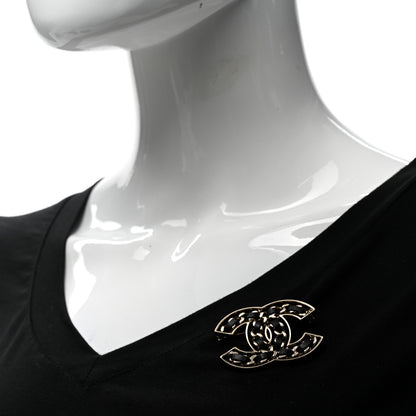 Chanel Lambskin Chain CC Brooch Black Gold 2 of 5