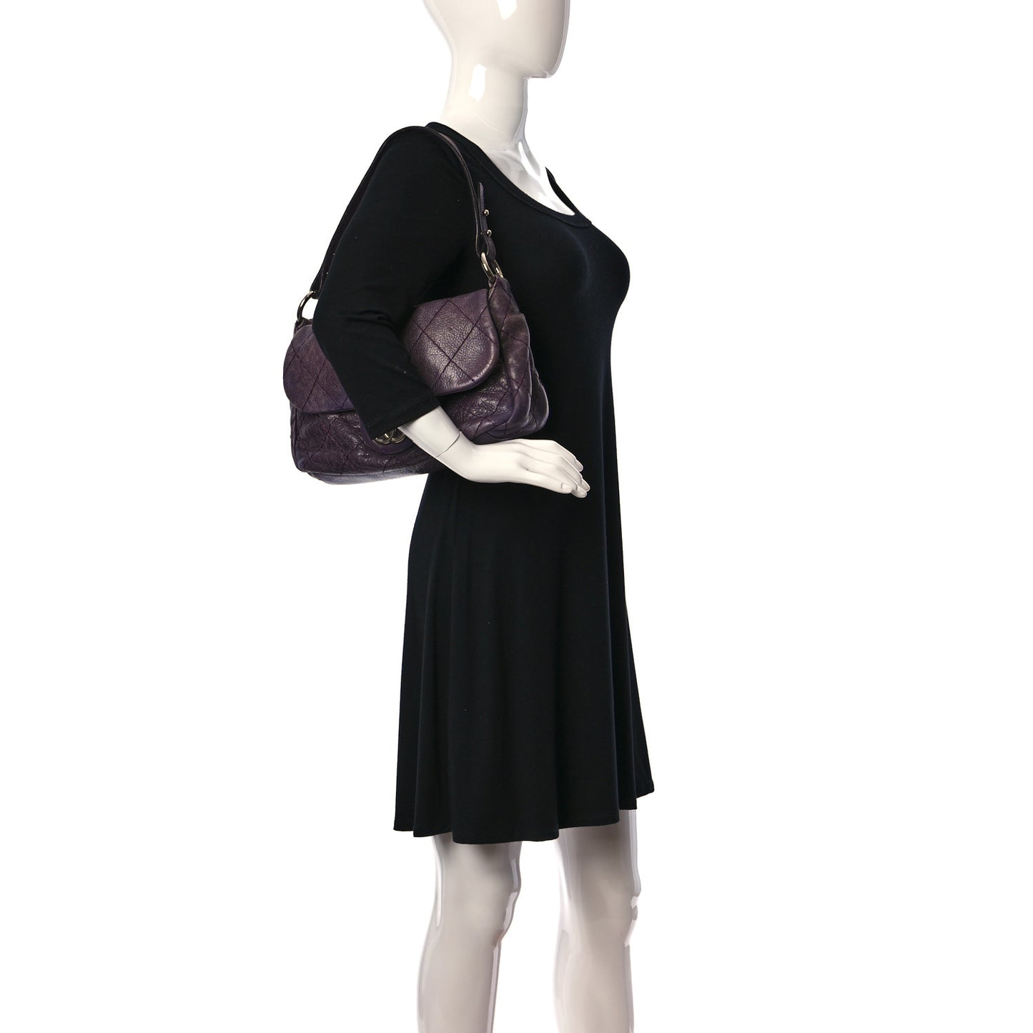 Glazed Calfskin Stitched On The Road Flap Purple