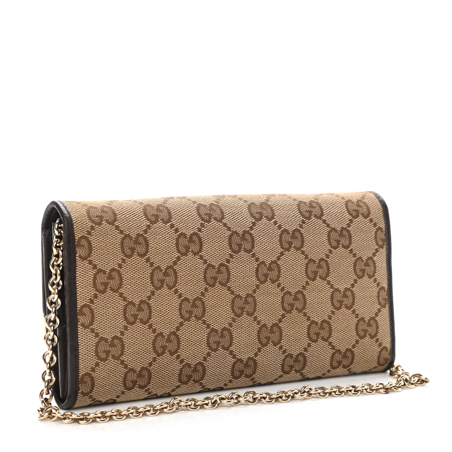 Gucci Monogram Dice Chain Wallet Beige Ebony Chocolate 3 of 9