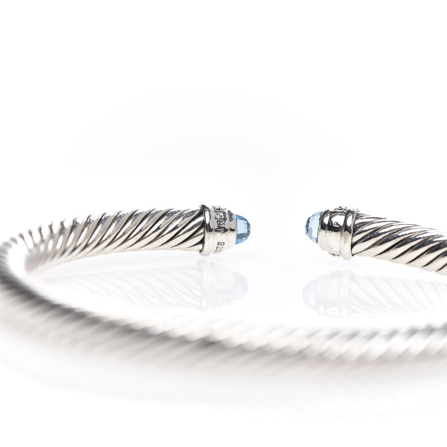 Sterling Silver Diamond Blue Topaz 5mm Cable Classics Bracelet