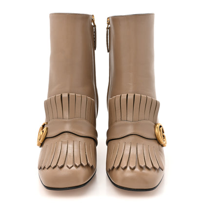 Gucci Malaga Kid GG Marmont Fringe 75mm Ankle Boots 38.5 Mud 2 of 10