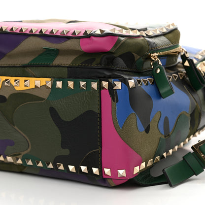 Valentino Garavani Nylon Calfskin Psychedelic Camouflage Medium Rockstud Backpack Multicolor 9 of 20