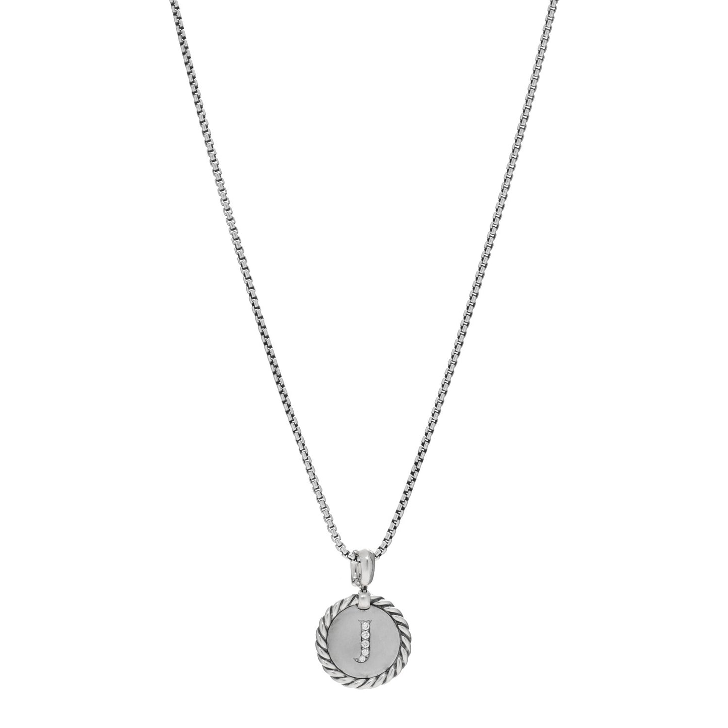 Sterling Silver Diamond Initial J Charm Necklace