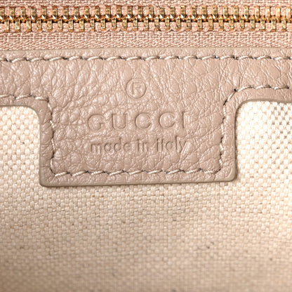 Gucci GG Grainy Calfskin Emblem Large Half Moon Shoulder Bag Taupe 6 of 10