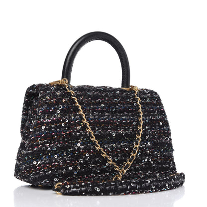Chanel Tweed Sequin Mini Coco Handle Flap Black 3 of 10