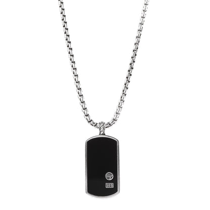 David Yurman Sterling Silver Black Onyx Dog Tag Necklace 1 of 6
