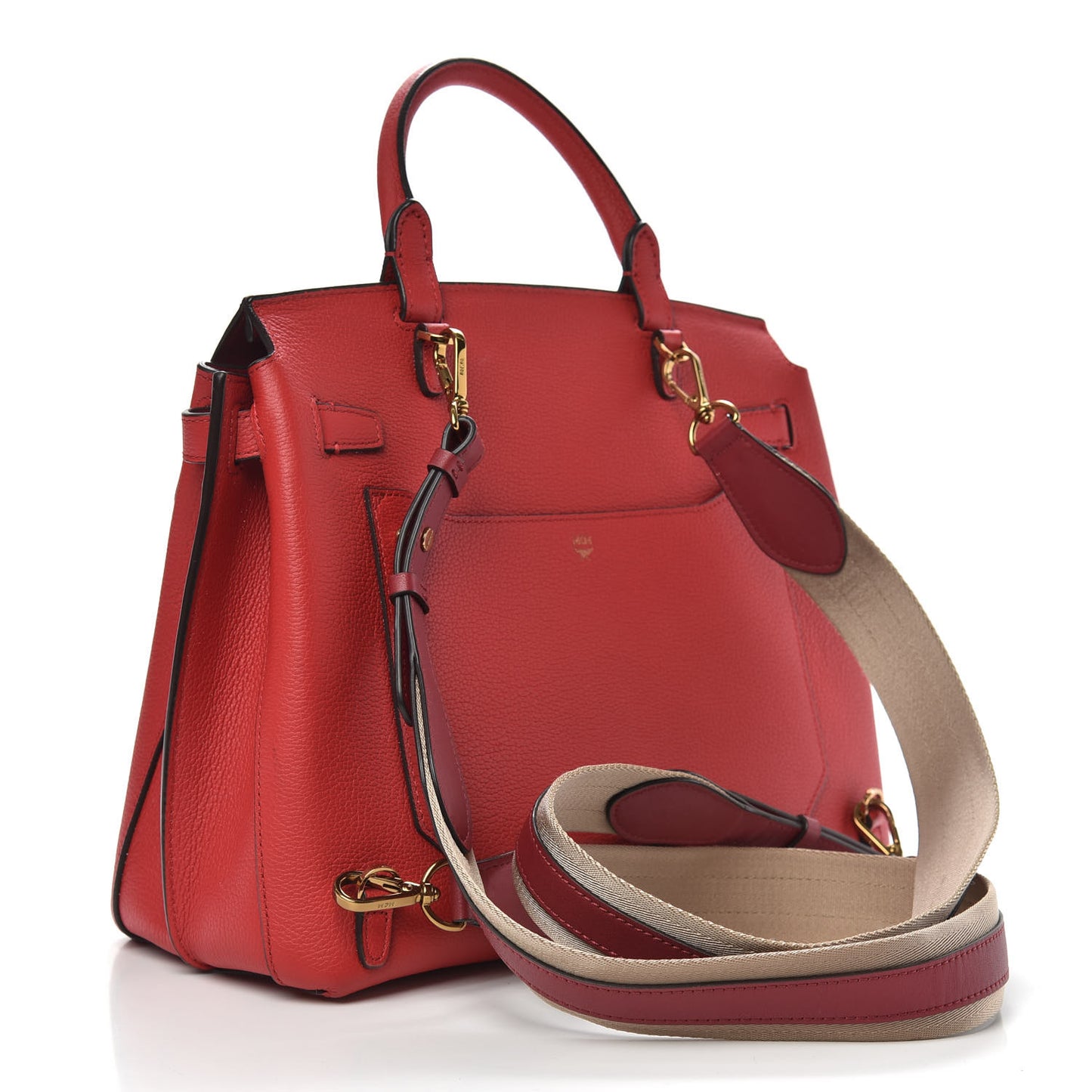Grained Calfskin Large Milla Convertible Backpack Ruby Red