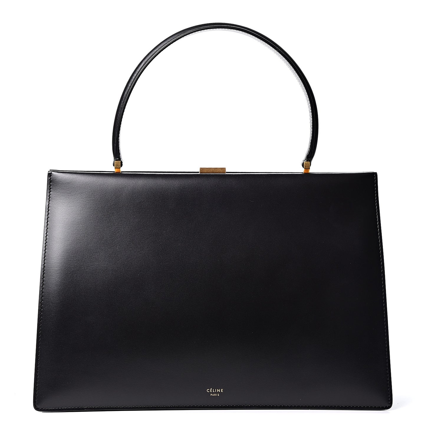 Patina Box Calfskin Medium Clasp Bag Black