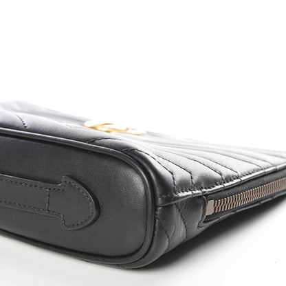 Gucci Calfskin Matelasse GG Marmont Zip Pouch Black 6 of 8