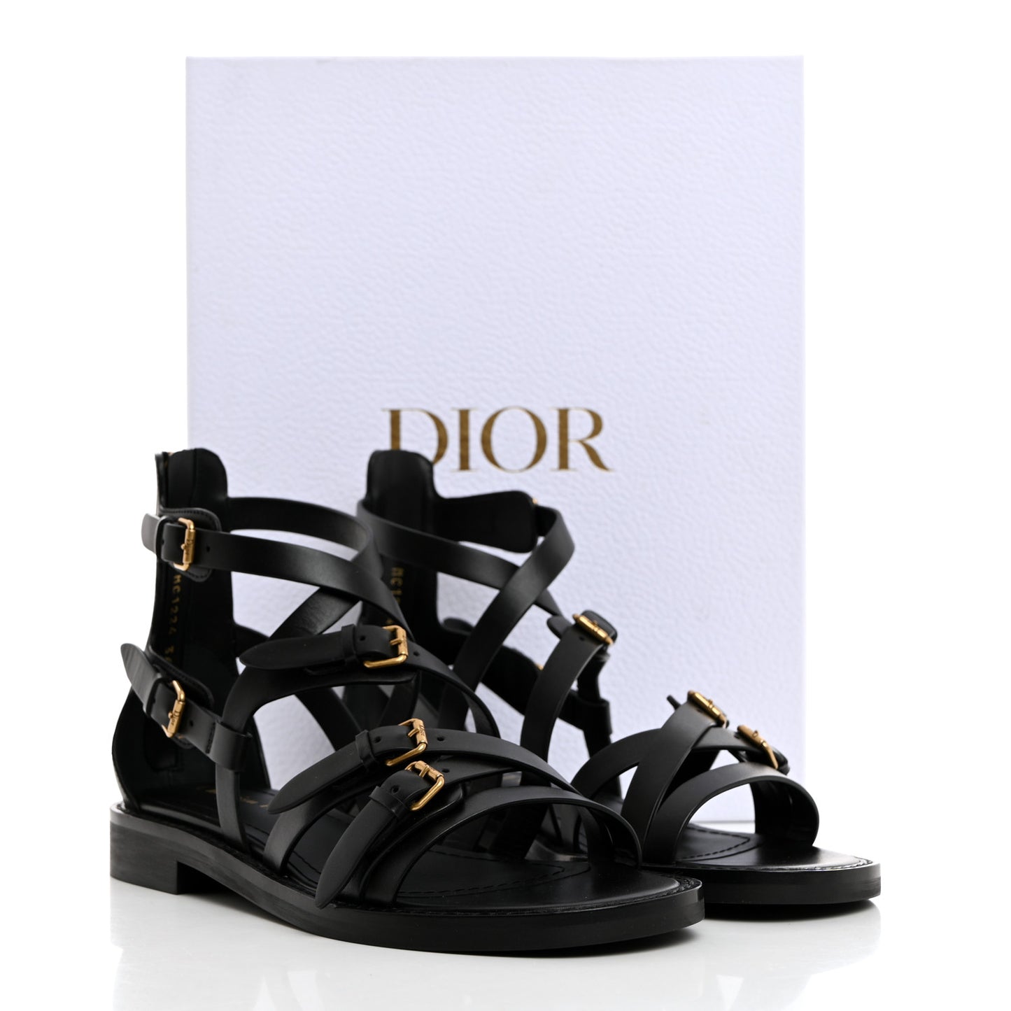 Shiny Calfskin L'Amazone Sandals 36.5 Black