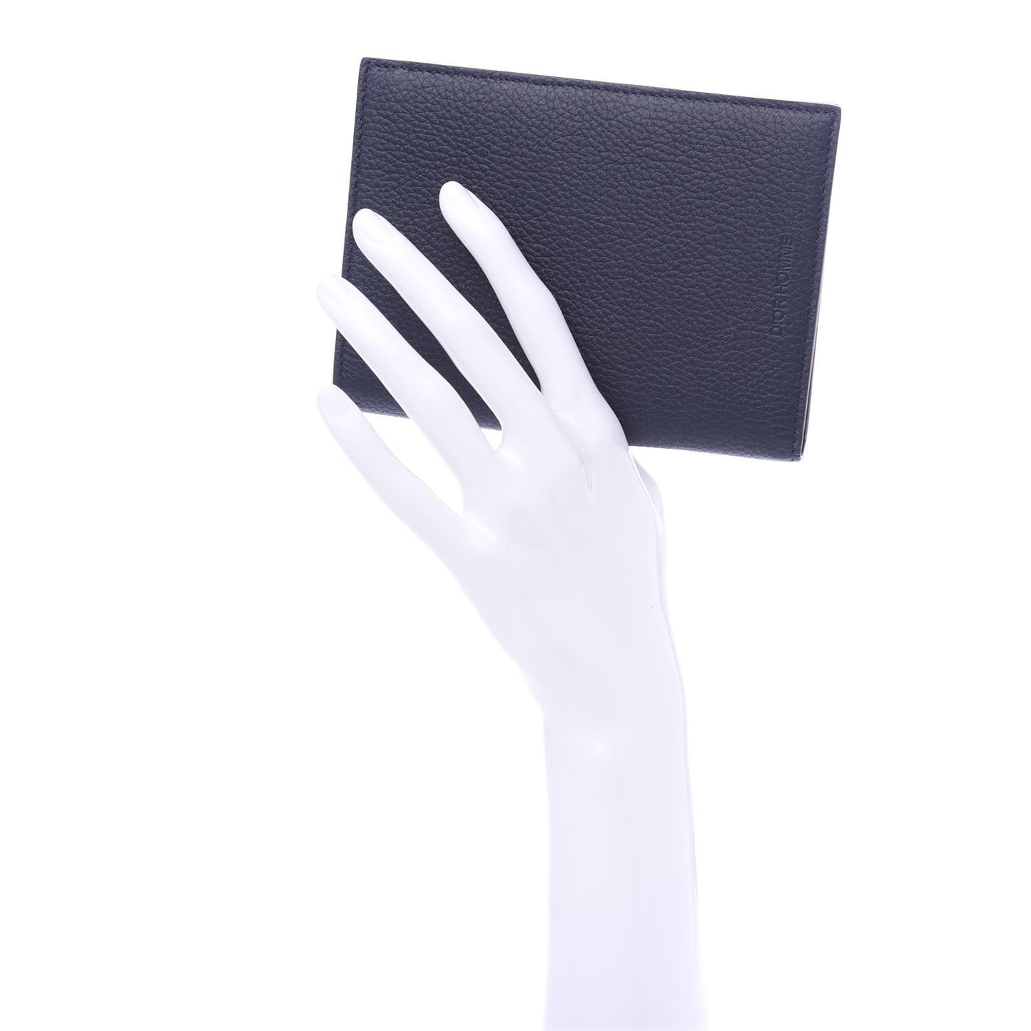 HOMME Grained Calfskin Passport Holder Navy Blue