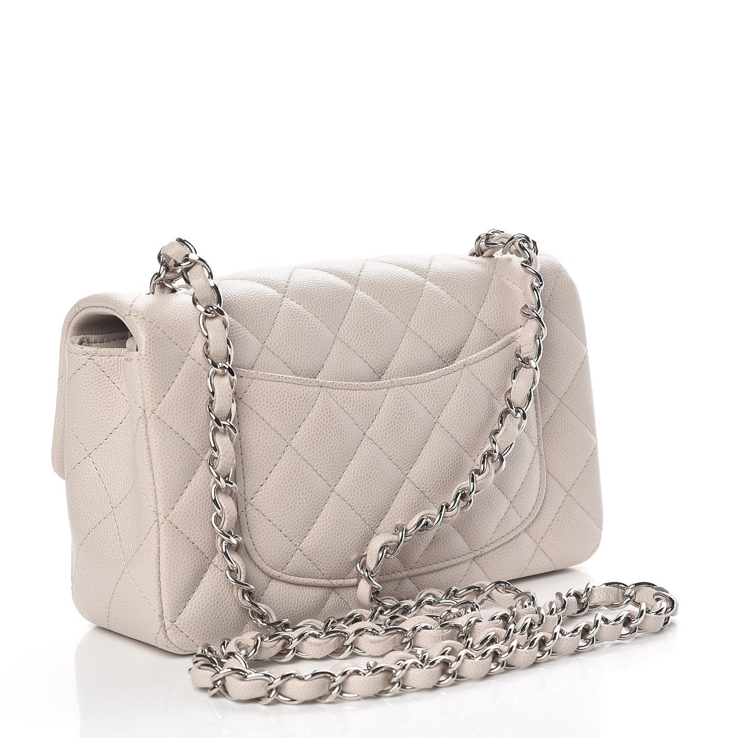 Caviar Quilted Mini Rectangular Flap Ivory