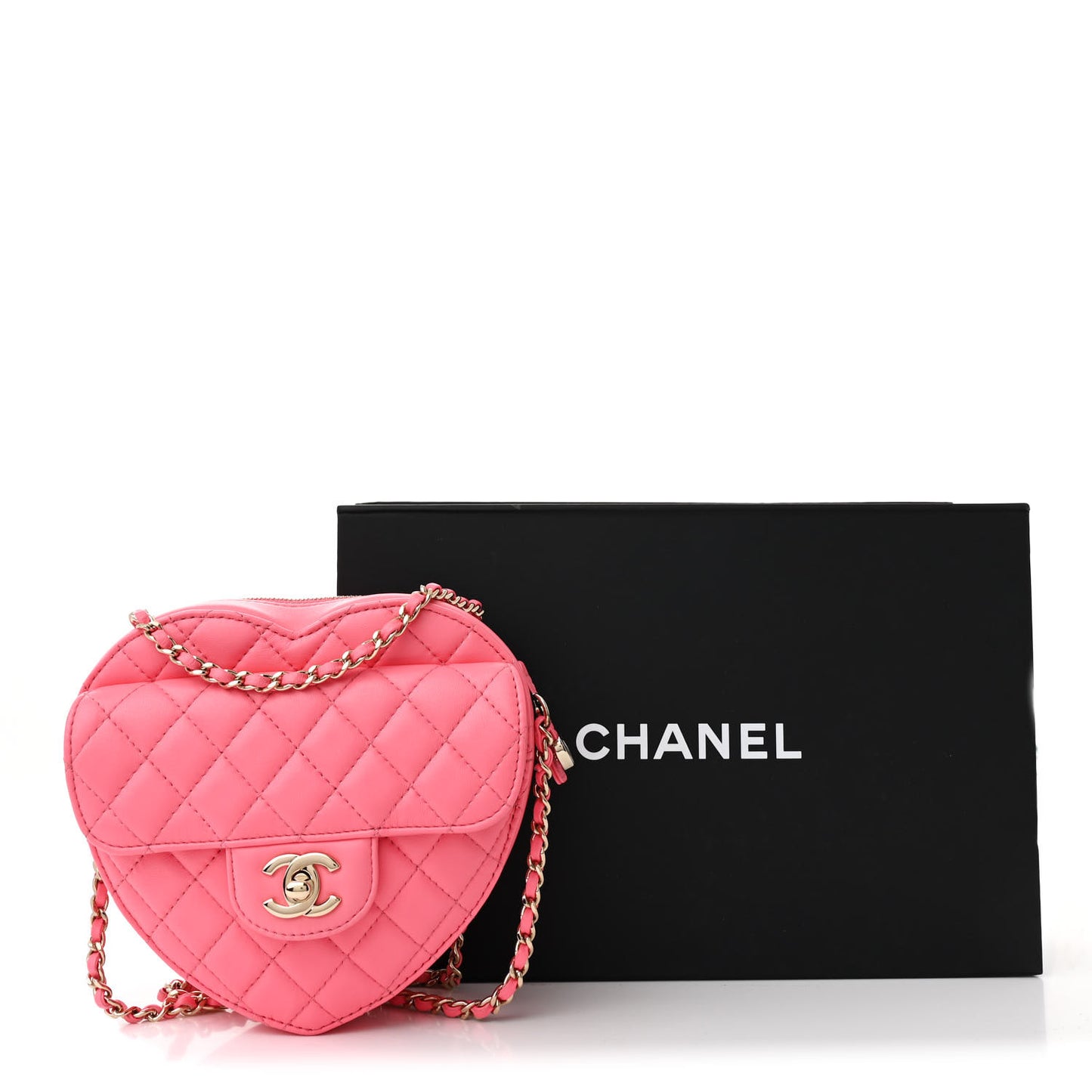 Lambskin Quilted CC In Love Heart Bag Pink