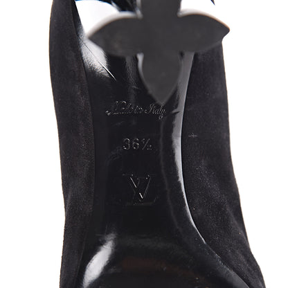 Louis Vuitton Suede Monogram Uniformes Cap Toe Chelsea 80mm Ankle Boots 36.5 Black 6 of 7