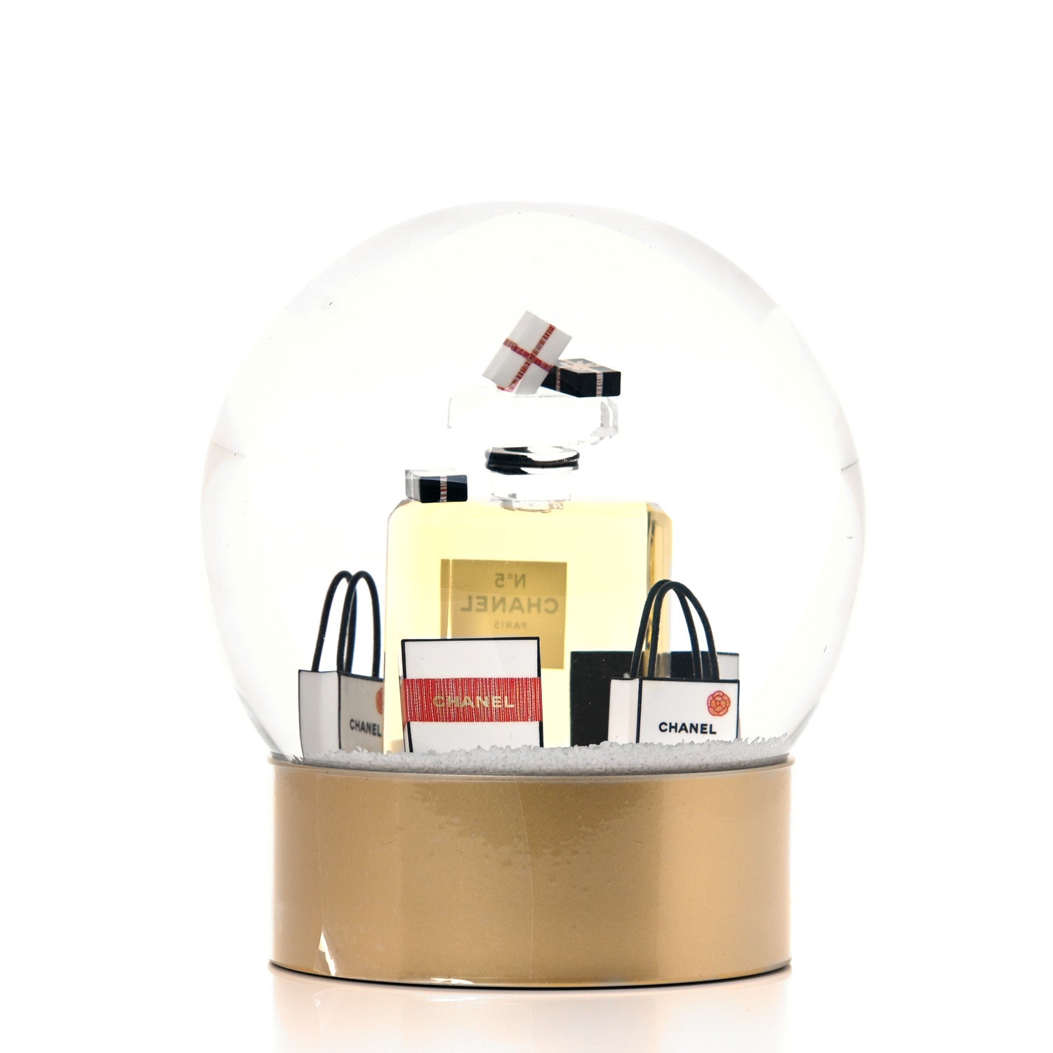 Chanel Glass N°5 Perfume Bottle Snow Globe Gold 2 of 3