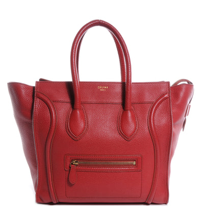 Celine Pebbled Leather Mini Luggage Bag Red 1 of 9
