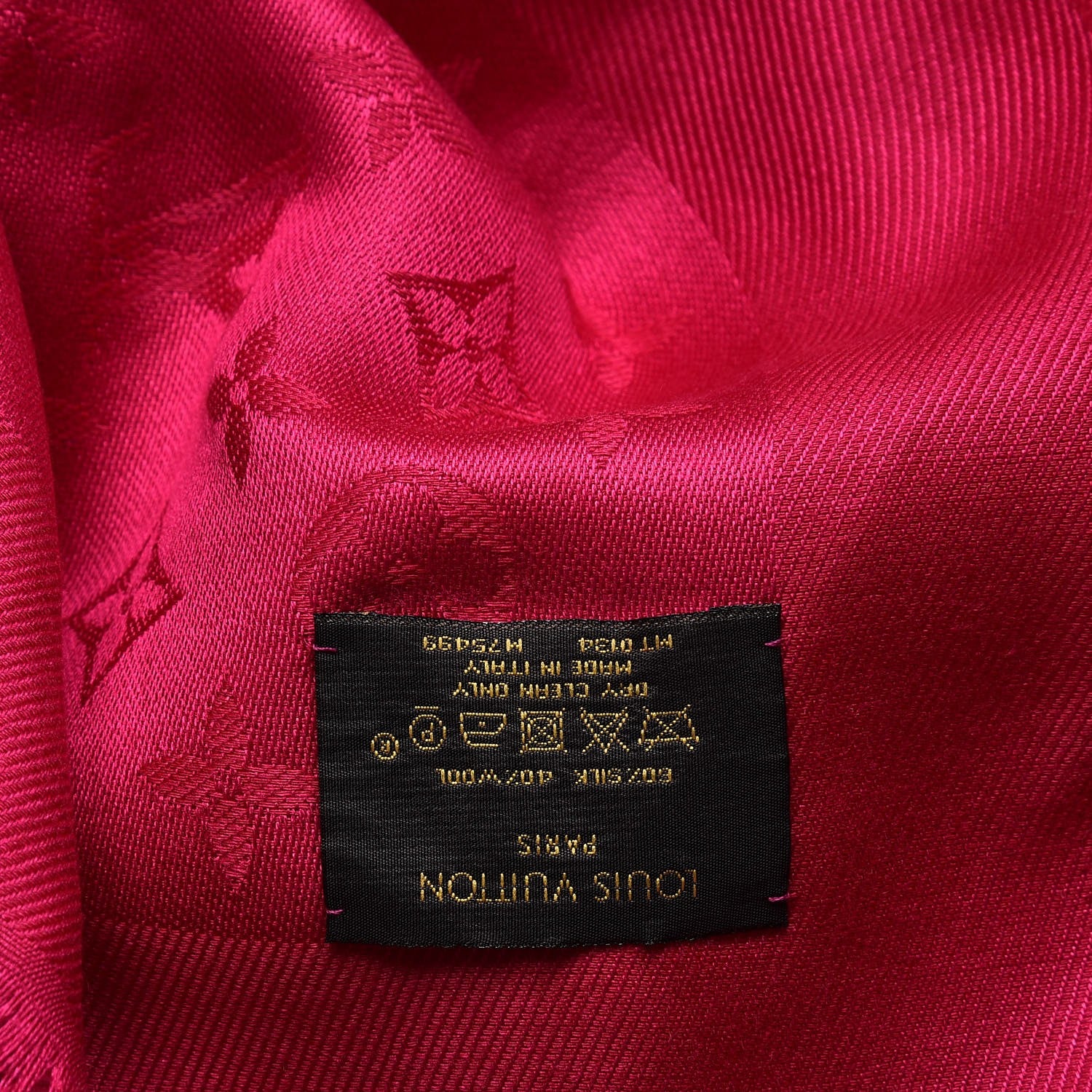 Louis Vuitton Wool Silk Monogram Shawl Strass Pink 4 of 4