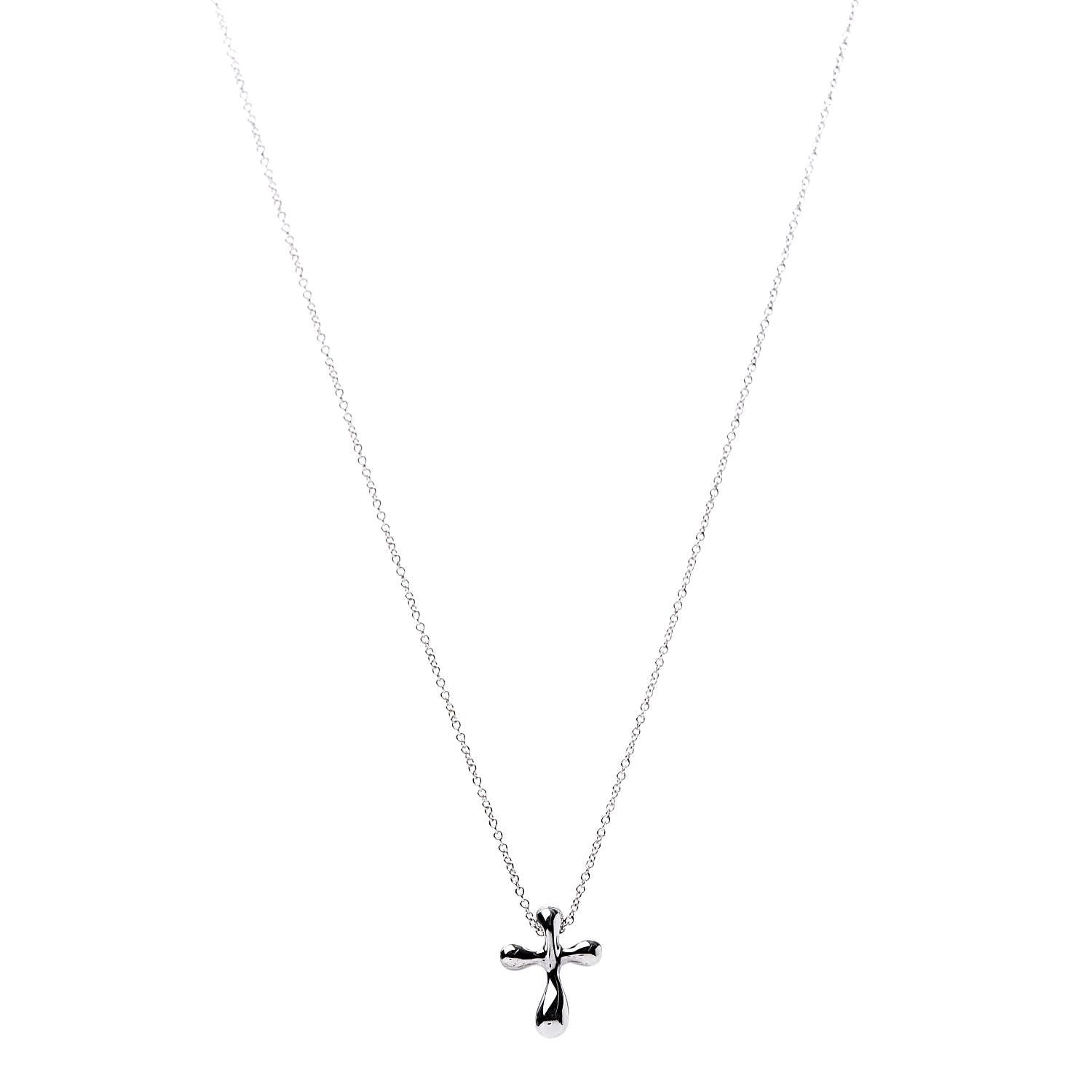 Tiffany Sterling Silver 16mm Elsa Peretti Cross Pendant Necklace 1 of 7