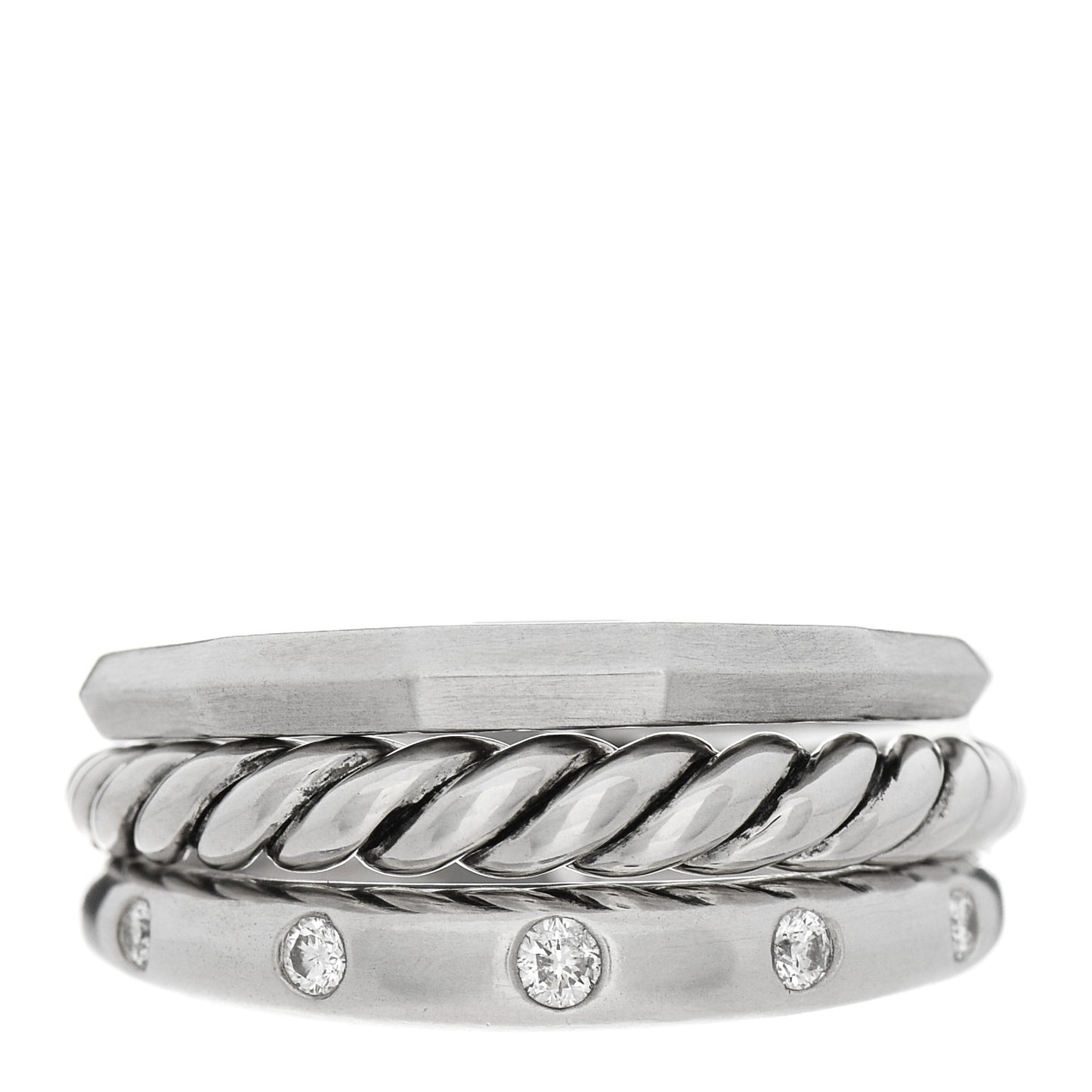 Sterling Silver Diamond 9mm Stax Narrow Ring 54 7