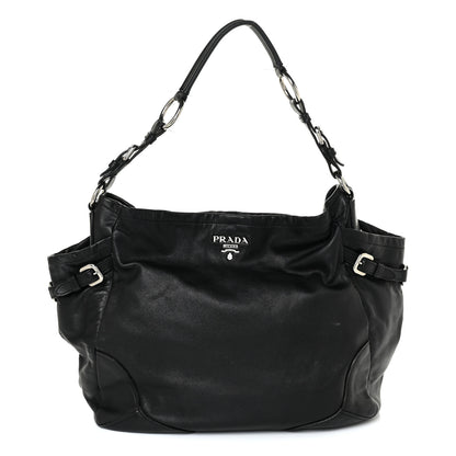 Prada Soft Calf Pleated Two Pocket Hobo Black 1 of 17
