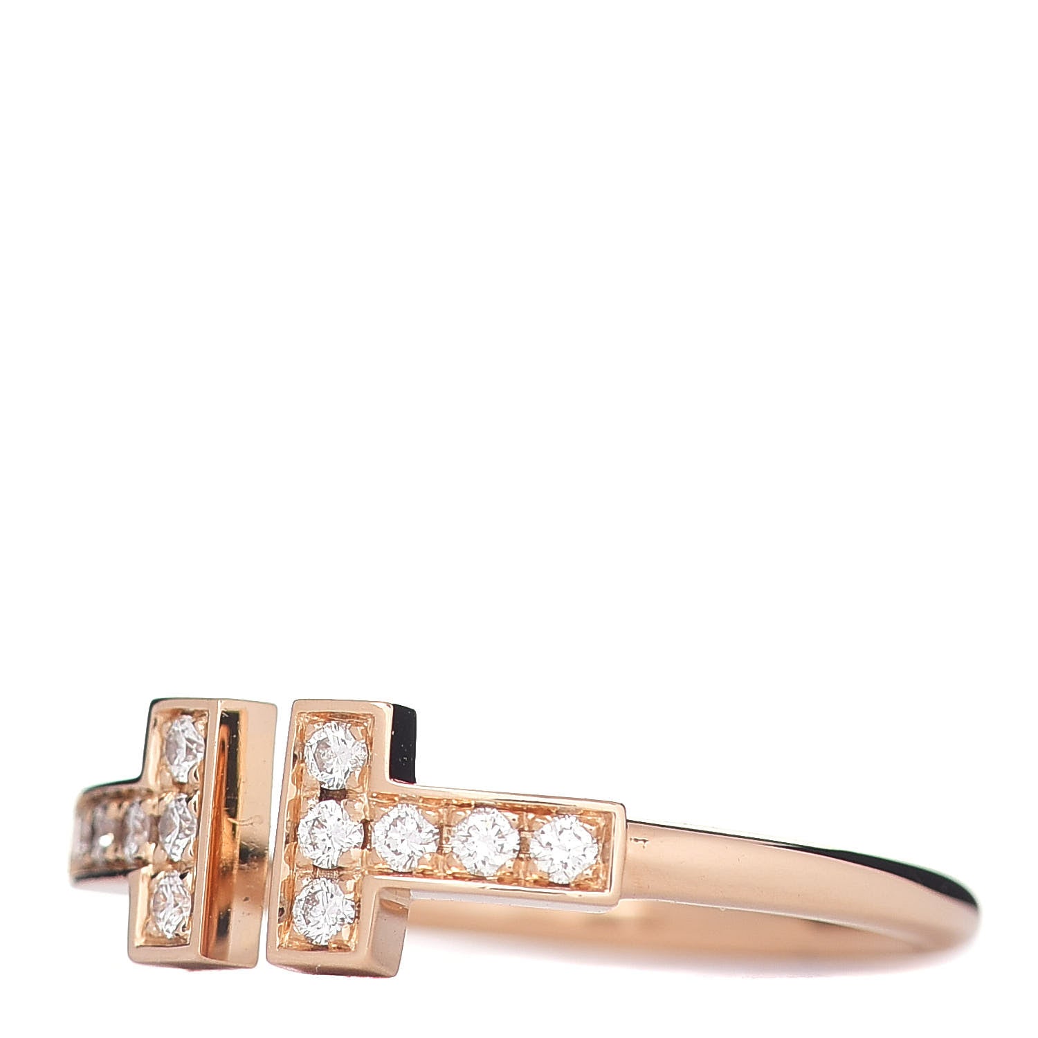 Tiffany 18K Rose Gold Diamond T Wire Ring 52 6 3 of 5