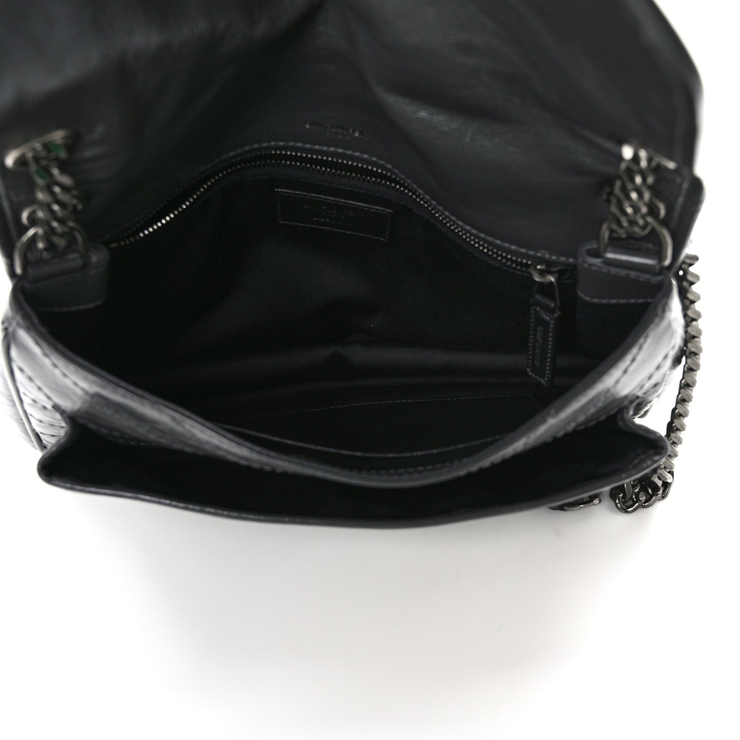 Crinkled Calfskin Matelasse Monogram Medium Niki Chain Satchel Storm