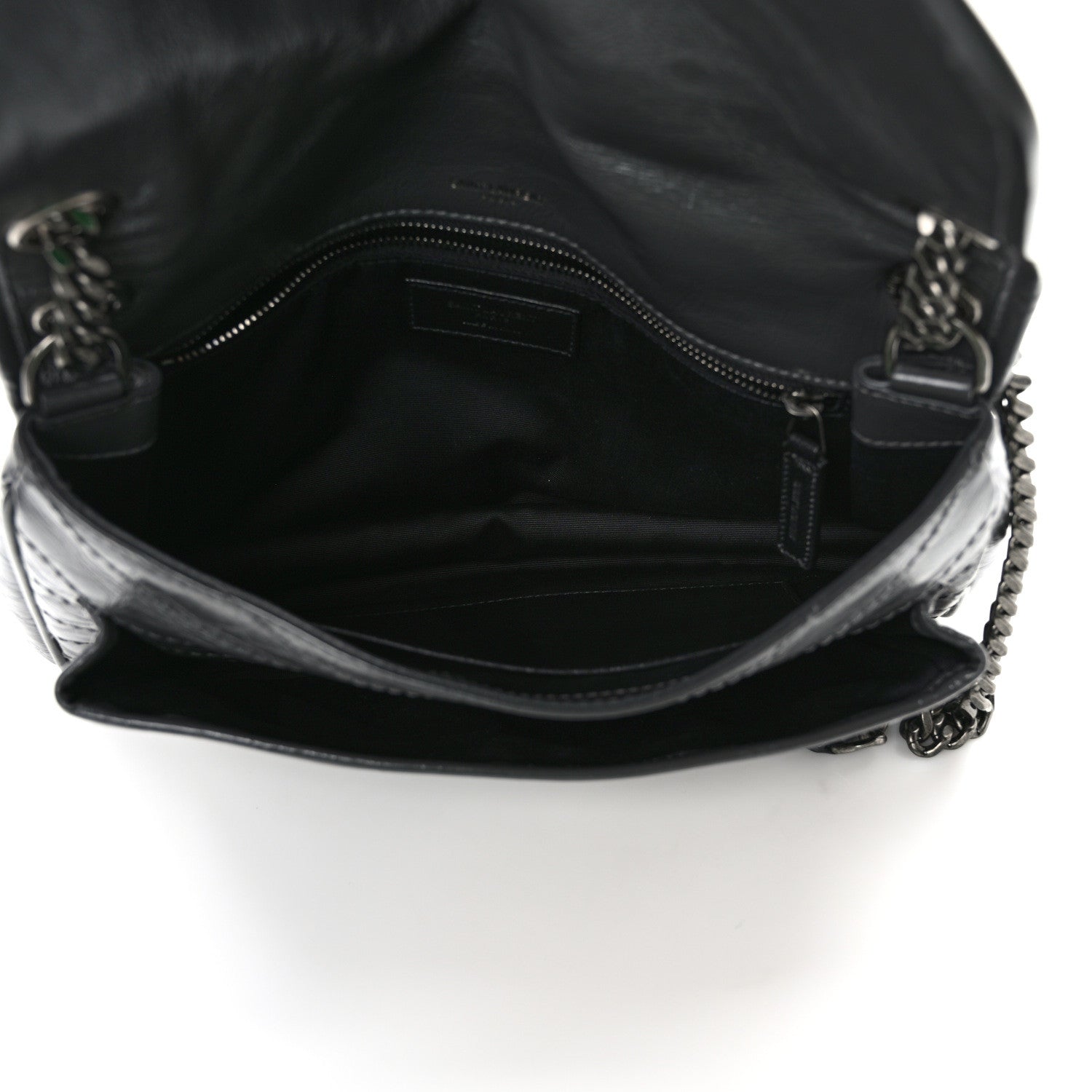 Saint Laurent Crinkled Calfskin Matelasse Monogram Medium Niki Chain Satchel Storm 5 of 9