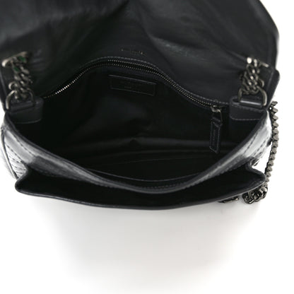 Saint Laurent Crinkled Calfskin Matelasse Monogram Medium Niki Chain Satchel Storm 5 of 9