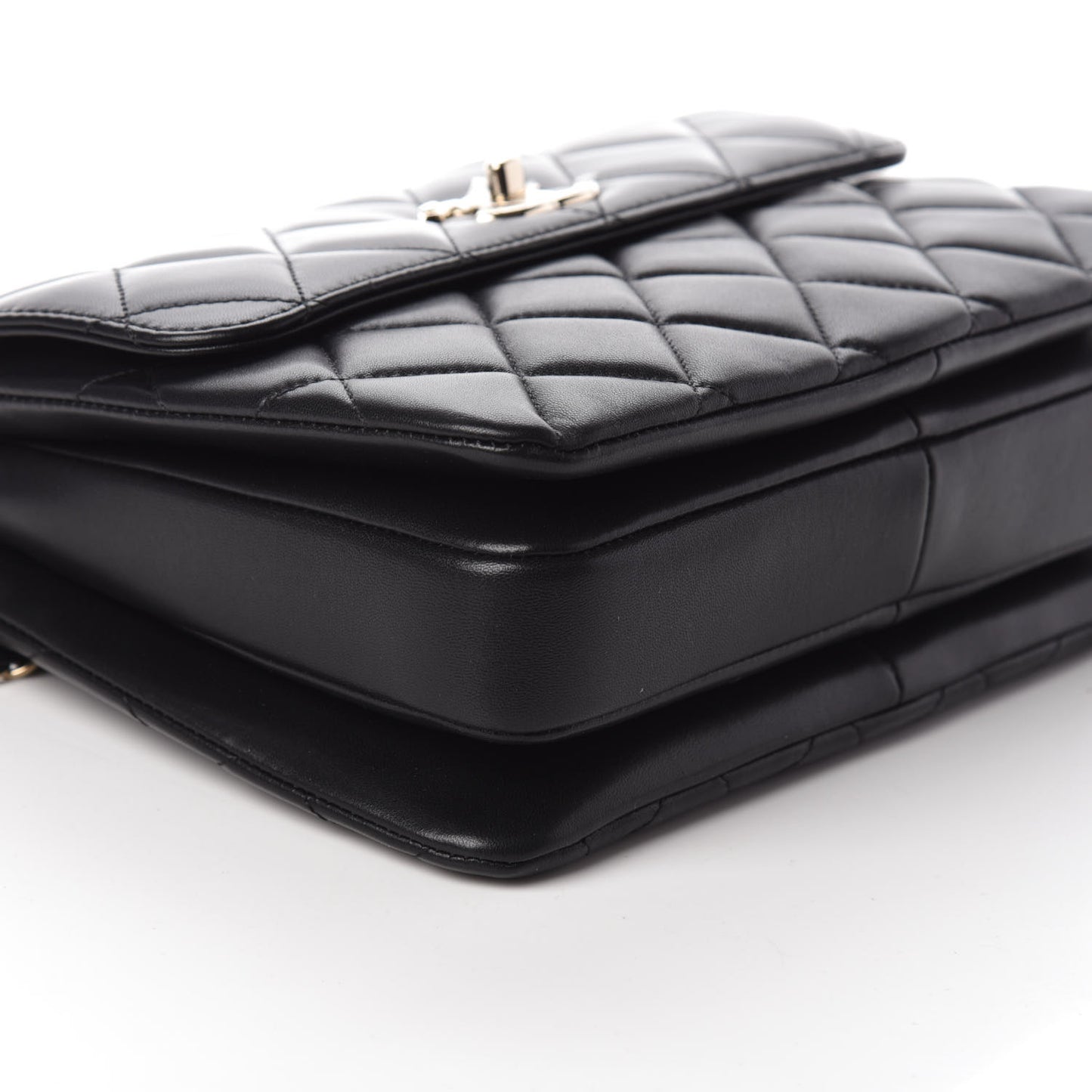 Lambskin Quilted Small Trendy CC Dual Handle Flap Bag Black