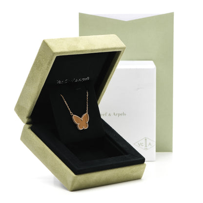 Van Cleef & Arpels 18K Yellow Gold Tiger Eye Lucky Alhambra Butterfly Pendant Necklace 6 of 6