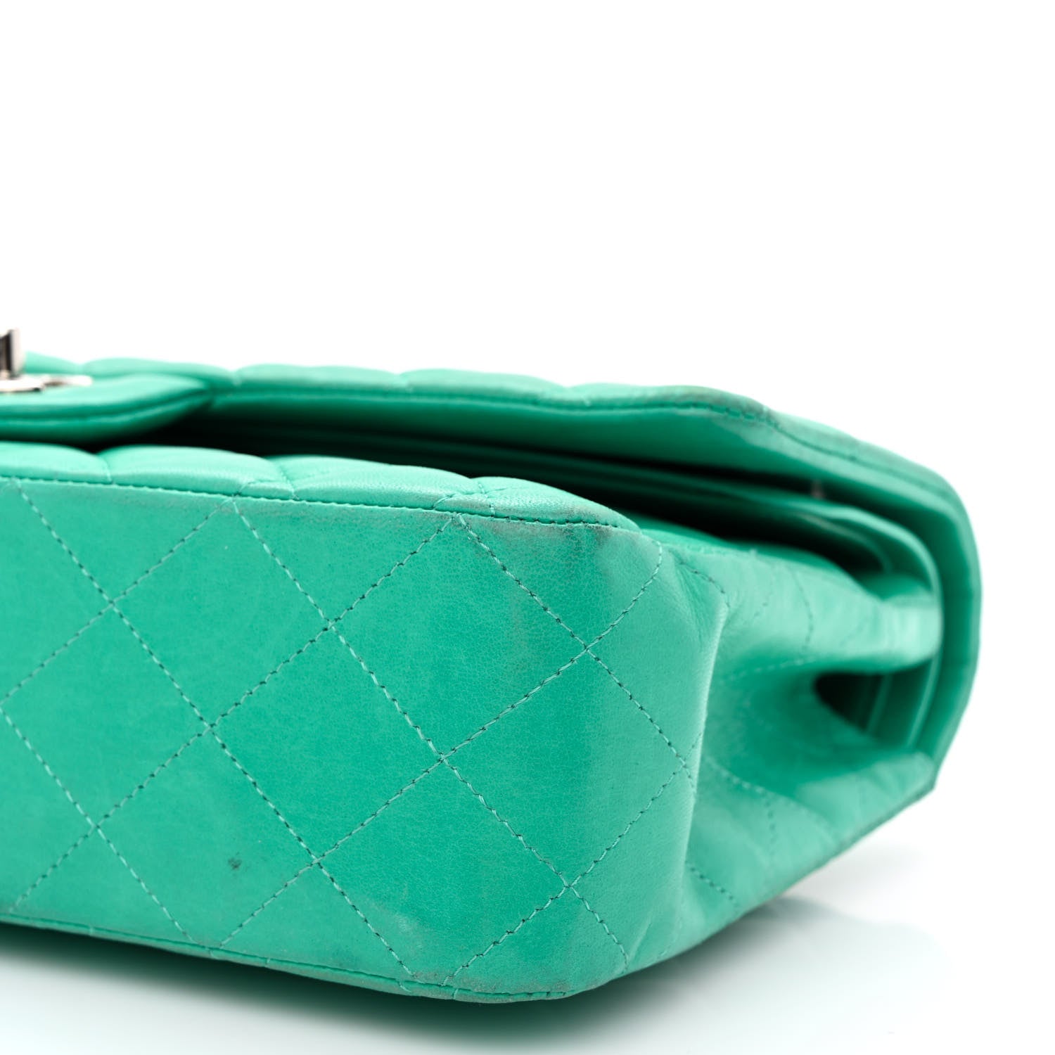 Chanel Lambskin Quilted Medium Double Flap Green 9 of 13